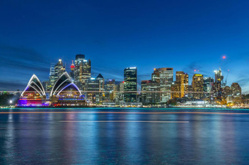Sydney Opera House with Skyline at Twilight Photo Art Print Cool Huge Large Giant Poster Art 54x36