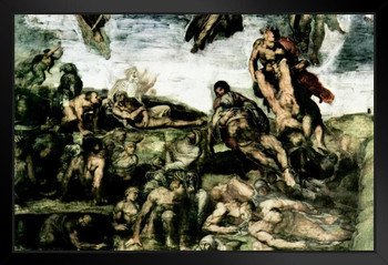 Michelangelo Last Judgement IV Resurrection Dead Graves Fine Art Black Wood Framed Poster 14x20