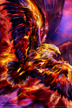Phoenix Rising Eagle On Fire By Ruth Thompson Fantasy Poster Like Dragon Cool Wall Decor Art Print Poster 12x18