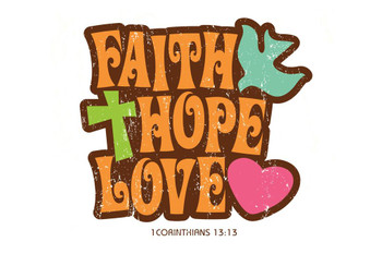 1 Corinthians 13 Faith Hope Love Inspirational Orange Art Print Cool Huge Large Giant Poster Art 54x36