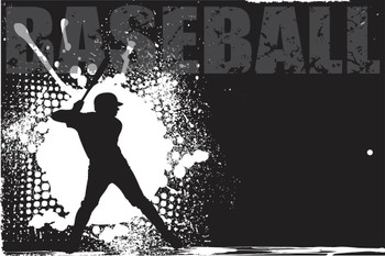 Baseball Batter Black and White B&W Art Print Cool Huge Large Giant Poster Art 54x36