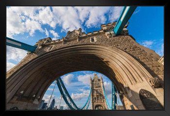 Tower Bridge Arch Low Angle View London England Photo Art Print Black Wood Framed Poster 20x14