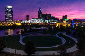 Nashville Tennessee Skyline at Sunset Photo Art Print Cool Huge Large Giant Poster Art 54x36