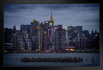 Midtown East From Greenpoint By Chris Lord Photo Art Print Black Wood Framed Poster 14x20