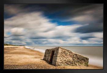 World War II Wartime Relic Concrete Bunker Photo Art Print Black Wood Framed Poster 20x14