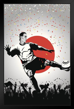 Japan Soccer National Team Sports Black Wood Framed Poster 14x20