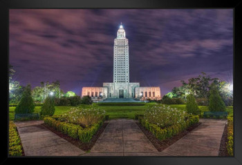 Louisiana State Capitol Building and Gardens Photo Art Print Black Wood Framed Poster 20x14