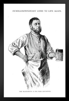 Victorian Blacksmith Drinking Beer From a Tankard Art Print Black Wood Framed Poster 14x20