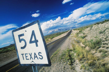 Close Up of a Distance Sign Texas SR 54 Roadside Photo Art Print Cool Huge Large Giant Poster Art 54x36