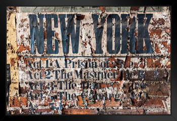 Vintage Textures Old Fragments Brick Wall Play Movie Quote Scene Act Theater Stage Backstage Black Wood Framed Art Poster 20x14