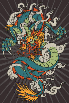 Furious Dragon Dragon Tattoo Art Print Cool Huge Large Giant Poster Art 36x54