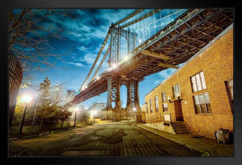 Manhattan Bridge from Brooklyn New York City NYC Photo Art Print Black Wood Framed Poster 20x14