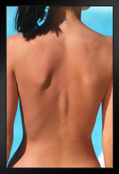 Close Up of Beautiful Womans Bare Back Shoulders Photo Art Print Black Wood Framed Poster 14x20