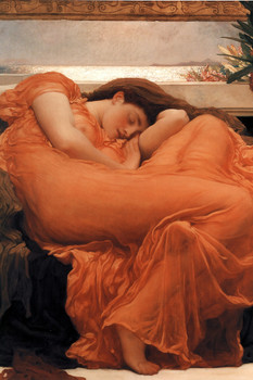 Sir Frederic Leighton Flaming June 1895 Oil Painting Woman Sleeping Oleander Branch Cool Wall Decor Art Print Poster 12x18