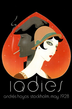 Andres Hoyos Ladies Stockholm Woman In Hat Man Smoking Cigarette May 1928 Heart Cool Wall Decor Art Print Poster 12x18