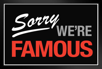 Sorry We Are Famous Sign Black Wood Framed Poster 14x20