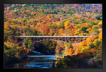 Bear Mountain State Park Bridge Above River Photo Photograph C Black Wood Framed Art Poster 20x14