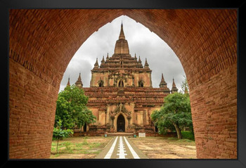 Entrance to Htilominlo Temple Buddhist Temple Bagan Myanmar Photo Art Print Black Wood Framed Poster 20x14