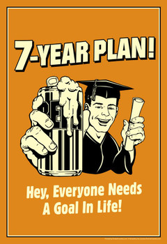 7 Year Plan! Hey Everyone Needs A Goal In Life Retro Humor Cool Huge Large Giant Poster Art 36x54