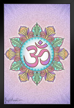 Om Mandala by Brigid Ashwood Art Print Black Wood Framed Poster 14x20