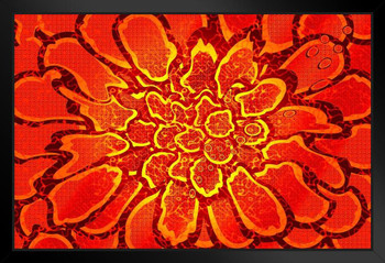 Psychedelic Flower Multi Colored Art Print Black Wood Framed Poster 20x14