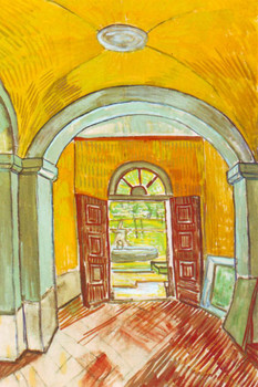 Vincent Van Gogh The Entrance Hall of Saint Paul Hospital Van Gogh Wall Art Impressionist Portrait Painting Style Fine Art Home Decor Realism Romantic Artwork Cool Huge Large Giant Poster Art 36x54