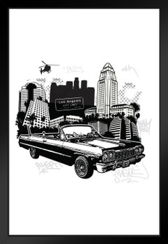 This Ones For My Homies Los Angeles California Urban Symbols B&W Art Print Black Wood Framed Poster 14x20