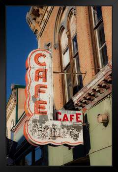 Abandoned Cafe Sign Main Street America USA Vintage Photo Art Print Black Wood Framed Poster 14x20