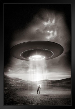 Human Being Abducted by Aliens UFO Photo Poster Out Abduction There Spaceship Outer Space Fantasy Black Wood Framed Art Poster 14x20