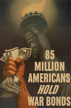 WPA War Propaganda 85 Million Americans Hold War Bonds Cool Huge Large Giant Poster Art 36x54