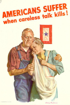 WPA War Propaganda Americans Suffer When Careless Talk Kills Cool Huge Large Giant Poster Art 36x54