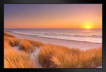 Dunes Beach At Sunset Texel Island The Netherlands Photo Black Wood Framed Poster 20x14