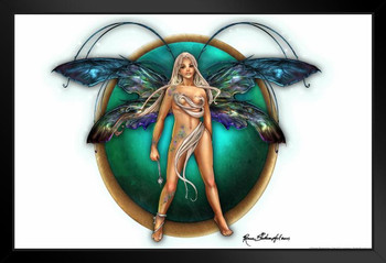 Iridescence Faery by Renee Biertempfel Fairy Fantasy Art Black Wood Framed Art Poster 14x20