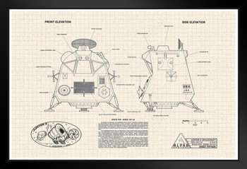 Lost In Space Space Pod Diagram Black Wood Framed Poster 14x20