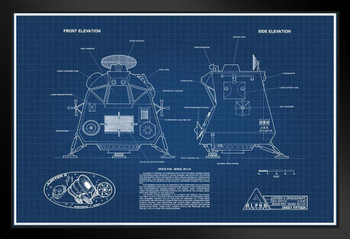 Lost In Space Space Pod Blueprint Black Wood Framed Poster 14x20