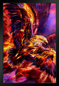 Phoenix Rising Eagle On Fire By Ruth Thompson Fantasy Poster Like Dragon Black Wood Framed Art Poster 14x20