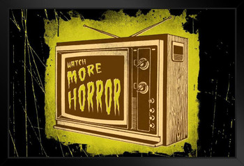 Watch More Horror Movies Retro TV Monster Creepy Spooky Scary Halloween Decoration Black Wood Framed Art Poster 14x20