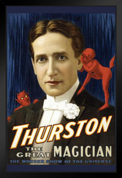 Thurston The Great Magician Devil Whispering Black Wood Framed Poster 14x20