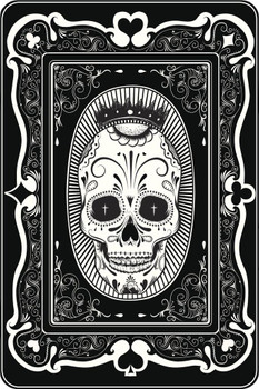 Laminated Mexican Day of the Dead Poker Face Card Art Print Poster Dry Erase Sign 12x18