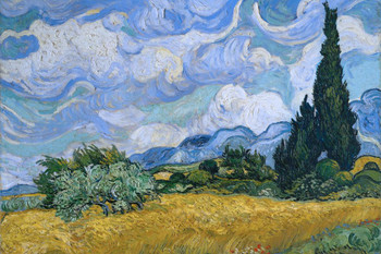 Laminated Vincent Van Gogh Wheat Field With Cypresses Van Gogh Wall Art Impressionist Painting Style Nature Forest Wall Decor Landscape Field Sky Poster Decor Fine Art Poster Dry Erase Sign 18x12