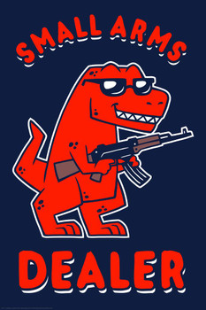 Small Arms Dealer T Rex Cartoon Funny Guns Dinosaur Pictures For Wall Dinosaur Wall Art Print Dinosaur Decor Tyrannosaurus Rex Red Cool Wall Decor Art Print Poster 24x36