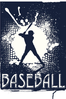 Laminated Baseball Player at Bat Illustration Art Print Poster Dry Erase Sign 12x18