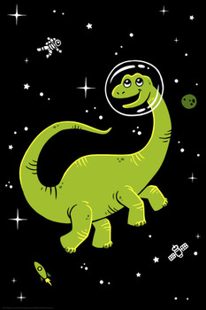 Apatosaurus Dinos in Space Dinosaur Poster For Kids Room Space Dinosaur Decor Dinosaur Pictures For Wall Dinosaur Wall Art Prints for Walls Meteor Science Poster Cool Huge Large Giant Poster Art 36x54