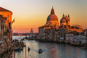 Laminated The Grand Canal at Sunset Venice Italy Europe Photo Art Print Poster Dry Erase Sign 18x12