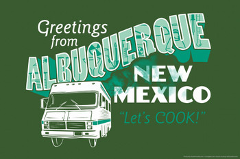 Greetings From Alburquerque New Mexico Lets Cook! Travel Cool Wall Art Print Poster 18x12