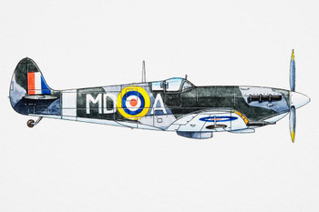 Laminated Royal Air Force RAF Supermarine Spitfire WWII Airplane Fighter Jet Poster Dry Erase Sign 18x12