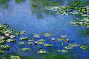 Laminated Claude Monet Water Lilies Nympheas 1906 Oil On Canvas French Impressionist Painting Poster Dry Erase Sign 12x18
