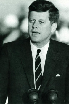 Laminated John Fitzgerald Kennedy JFK Speech Black & White Photograph Poster Dry Erase Sign 12x18