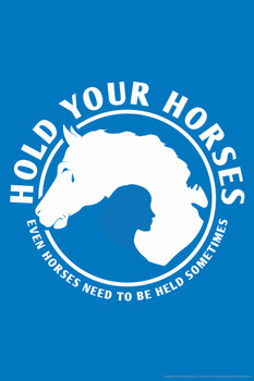 Hold Your Horses Even Horses Need To Be Held Sometimes Humor Cool Wall Art Print Poster 12x18