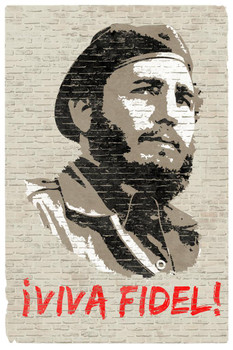 Laminated Viva Fidel Castro Portrait Cuba Graffiti Sign Poster Communist Dictator Leader Politics Poster Dry Erase Sign 12x18